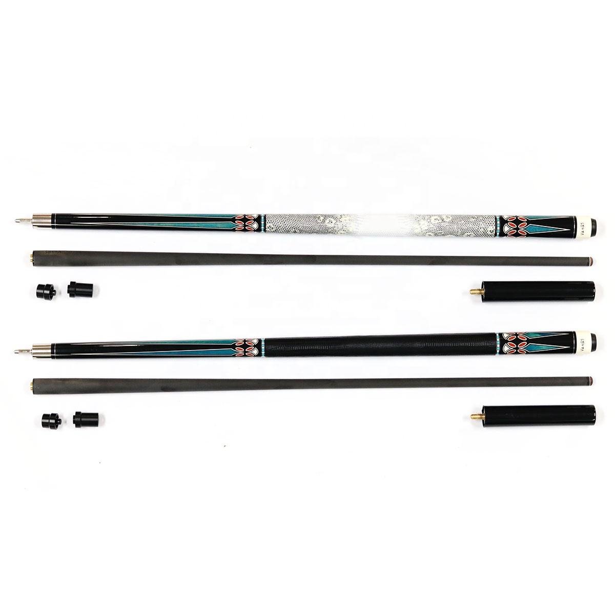 Real Carbon Fiber 1/2 Billiard Carbon Graphite Pool Cue 12.5mm Tip with Leather Grip and Extension Graphite Billiard Cue Stick