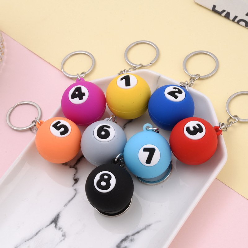Promotional Gift Simulation 3D Mini PVC Magic Snooker Billiard Ball Keychain Accessory For Key Bag Charms