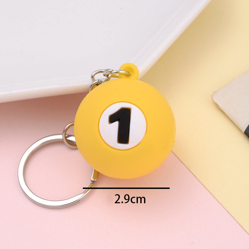 Promotional Gift Simulation 3D Mini PVC Magic Snooker Billiard Ball Keychain Accessory For Key Bag Charms
