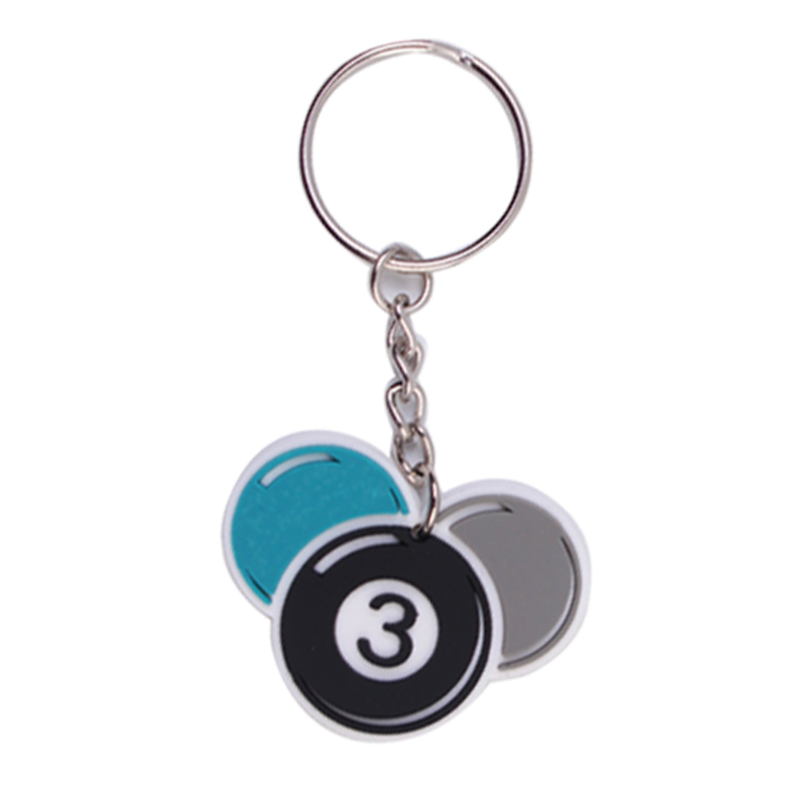 2024 New arrive PVC rubber DIY store promotional gift Wholesale cartoon snooker Billiard key chains custom key ring bag pendant