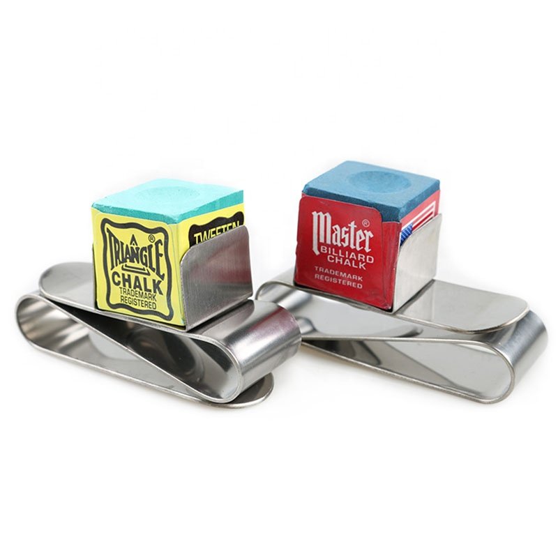 Stainless Steel Magnet Billiard Pool Cue Chalk Holder with Belt Clip