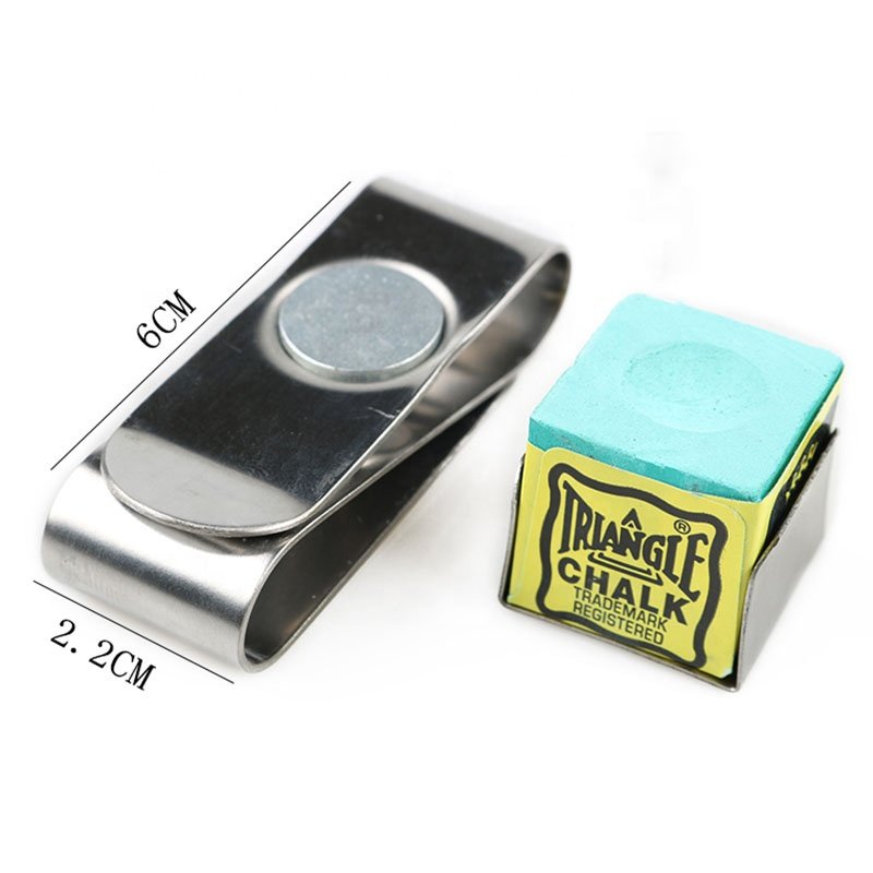 Stainless Steel Magnet Billiard Pool Cue Chalk Holder with Belt Clip