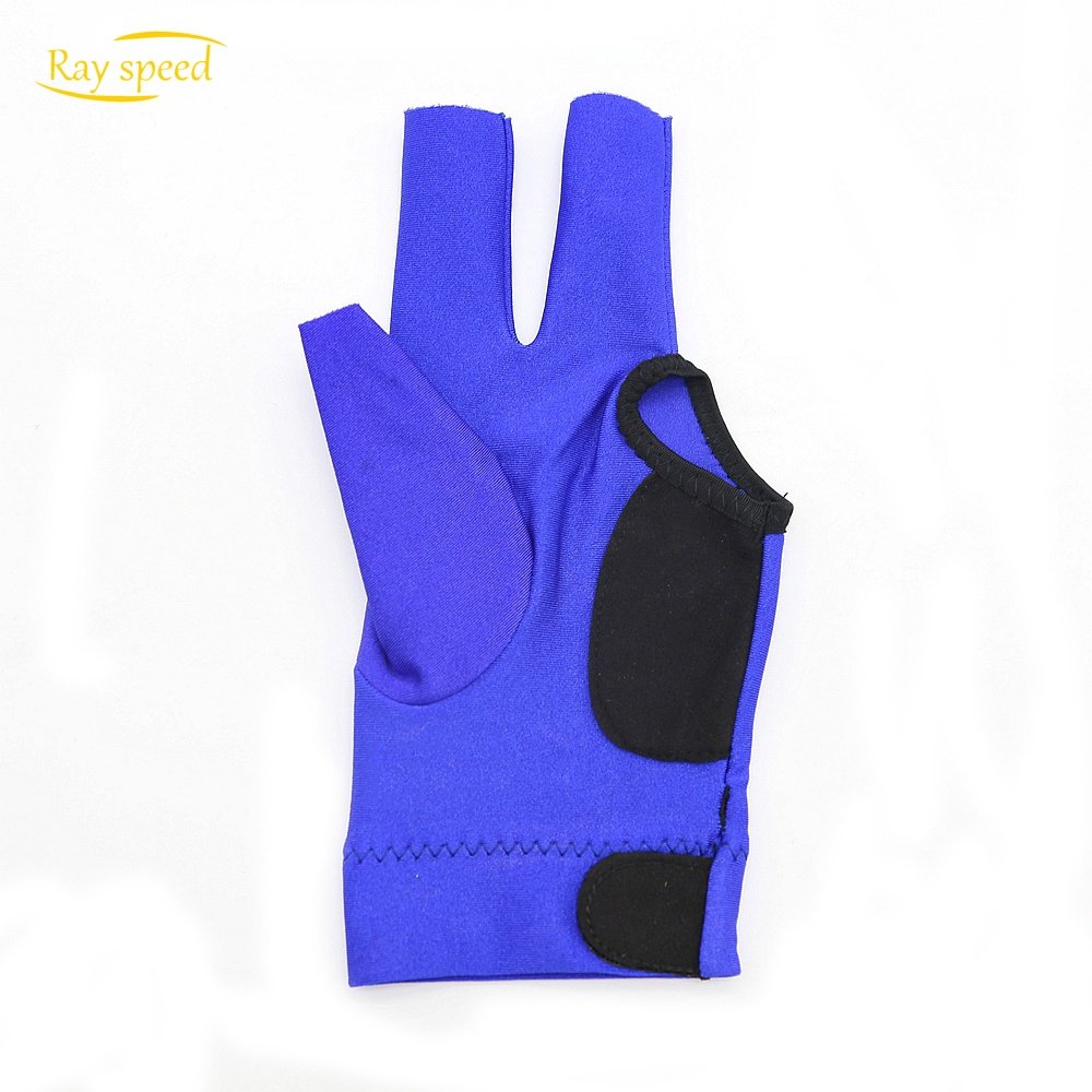 Rayspeed Pool Glove for Left Hand - 3 Finger Blue Billard Glove Snooker Shooting Glove for Men & Women with Adjustable Velcro