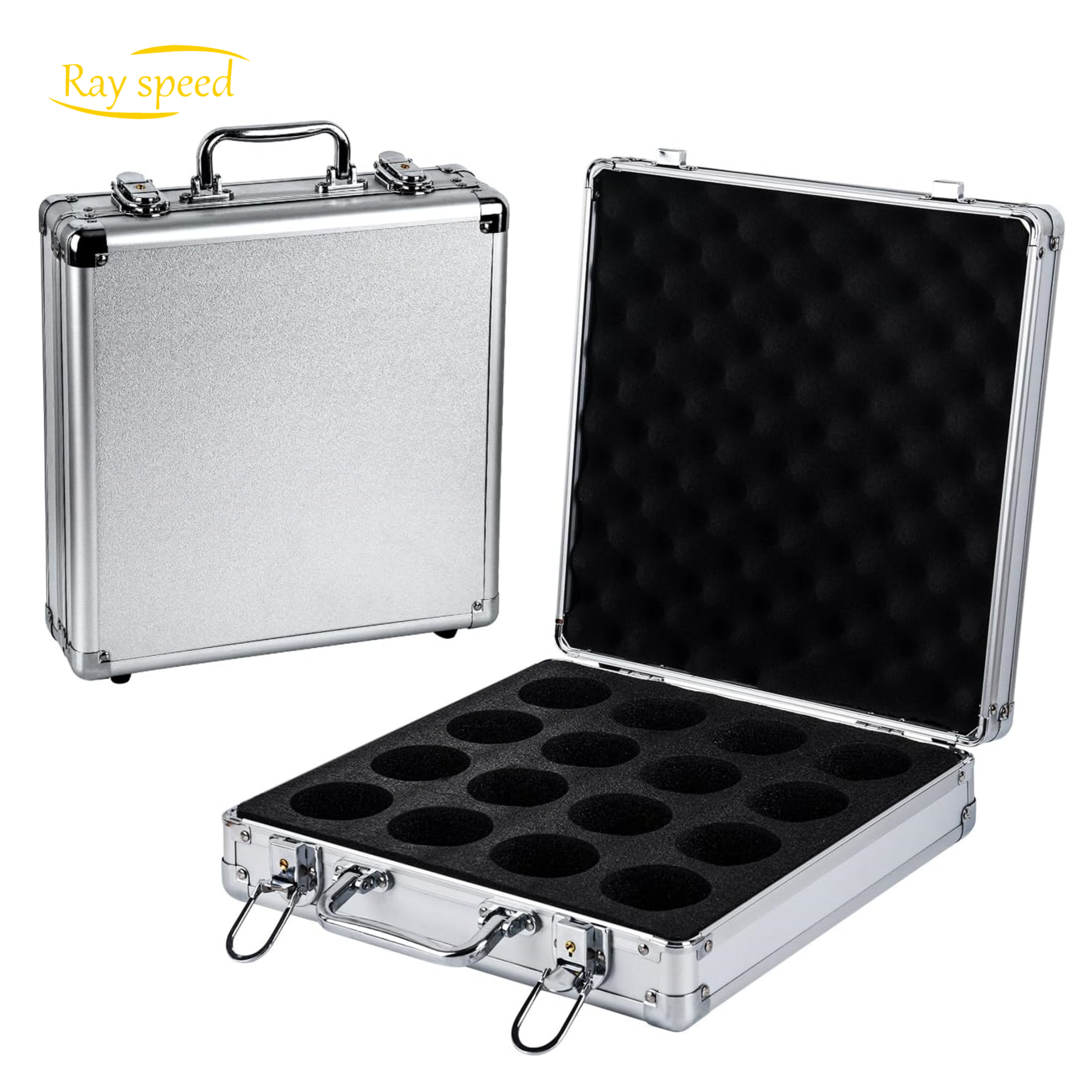 Rayspeed Pool Ball Case, Silver Billiard Balls Storage Box, Portable Billiard Box with Hand Grip,Can Hold 16 Billiard Balls