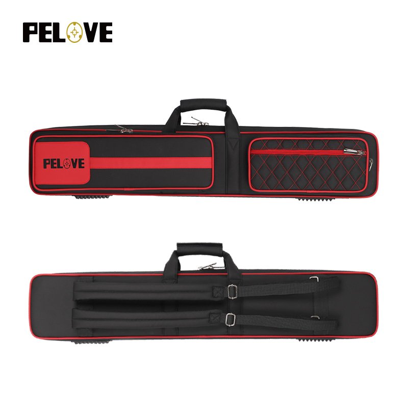 Pool Cue Case 4x4, Pool Cue Carrying Case Padded Pool Cue Bag - Holds 4 Butts and 4 Shafts, Holds Multiple Pool Accessories
