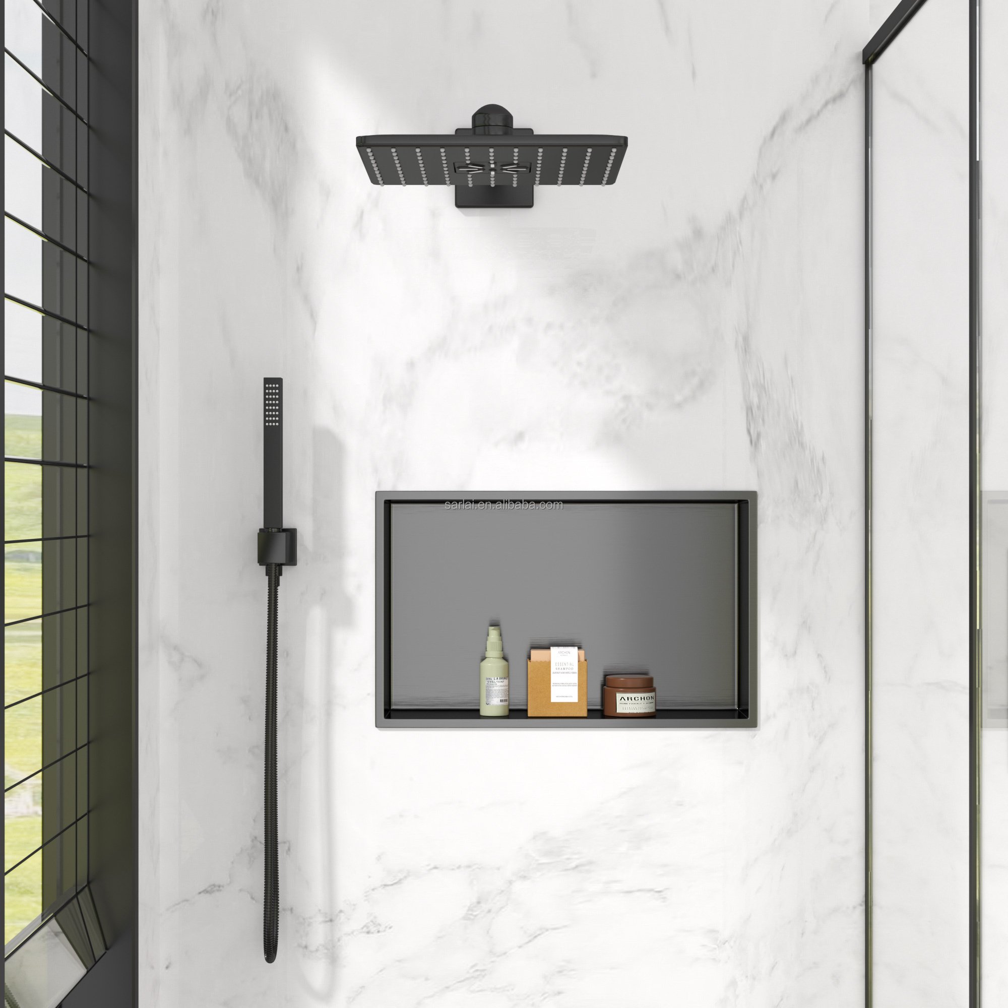 Customized Wholesale Easy To Install Niche Bathroom Stainless Black Niche 20x12 Inch