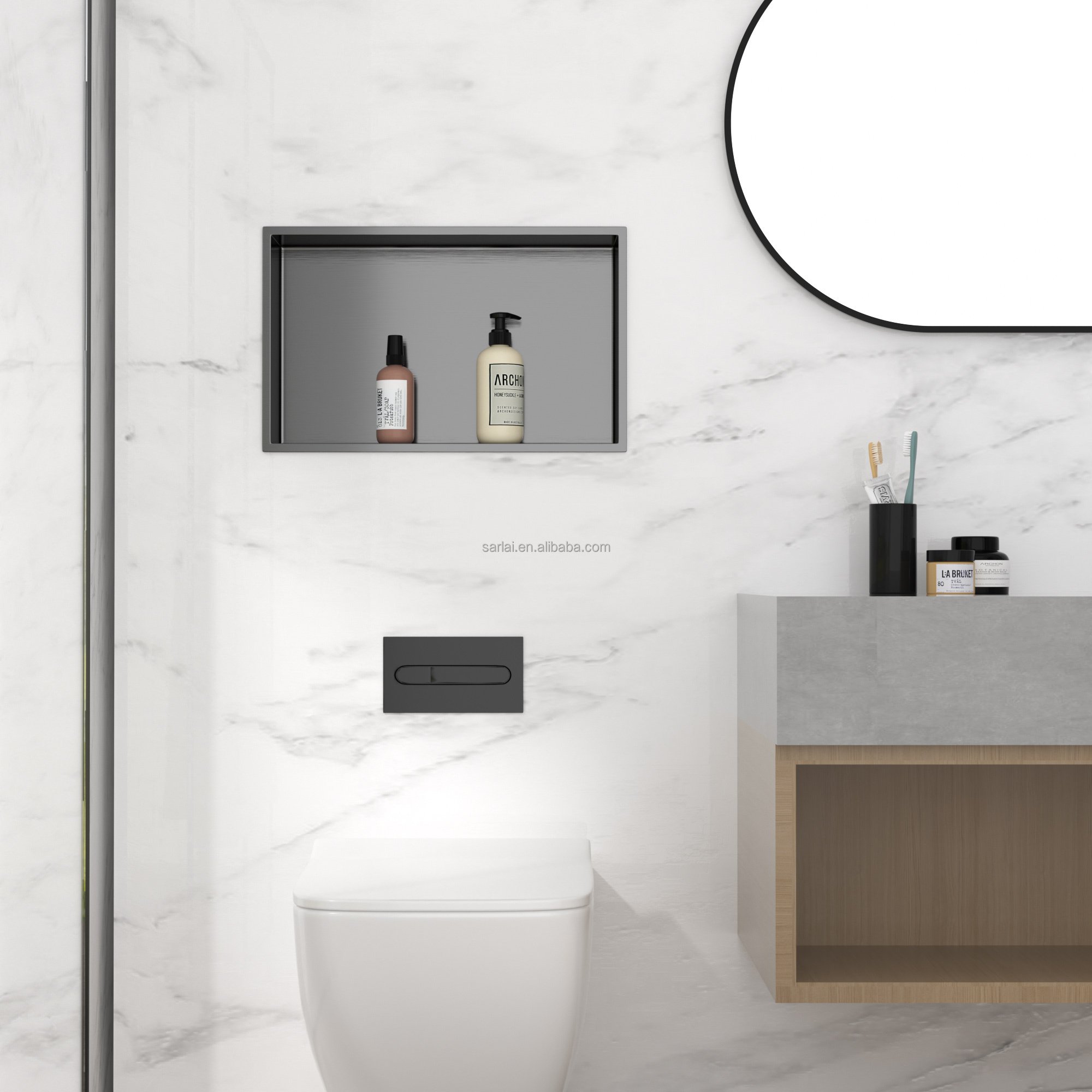 Customized Wholesale Easy To Install Niche Bathroom Stainless Black Niche 20x12 Inch