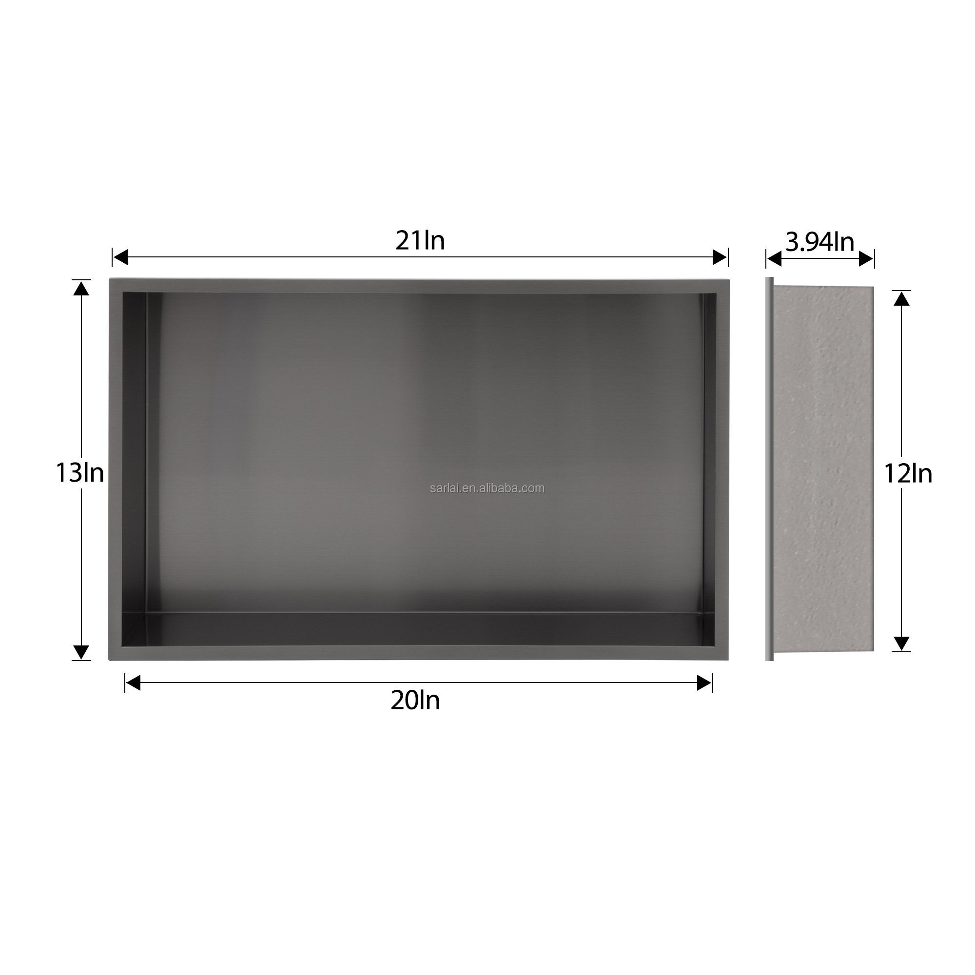 Customized Wholesale Easy To Install Niche Bathroom Stainless Black Niche 20x12 Inch