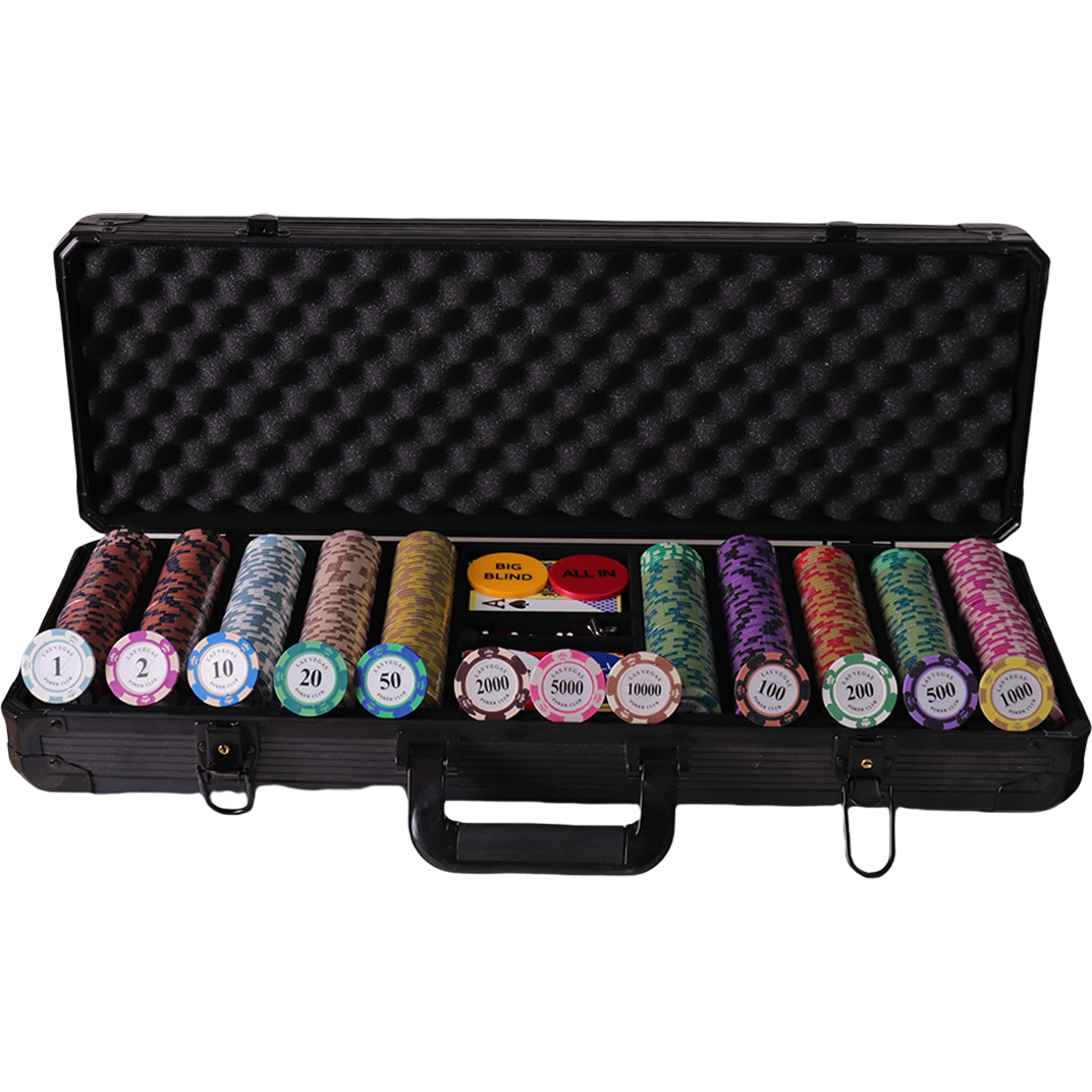 Professional Black 500 Ceramic Clay ABS Taken Coin Black K Type Luxury Aluminum Case Poker Chip Set with Case