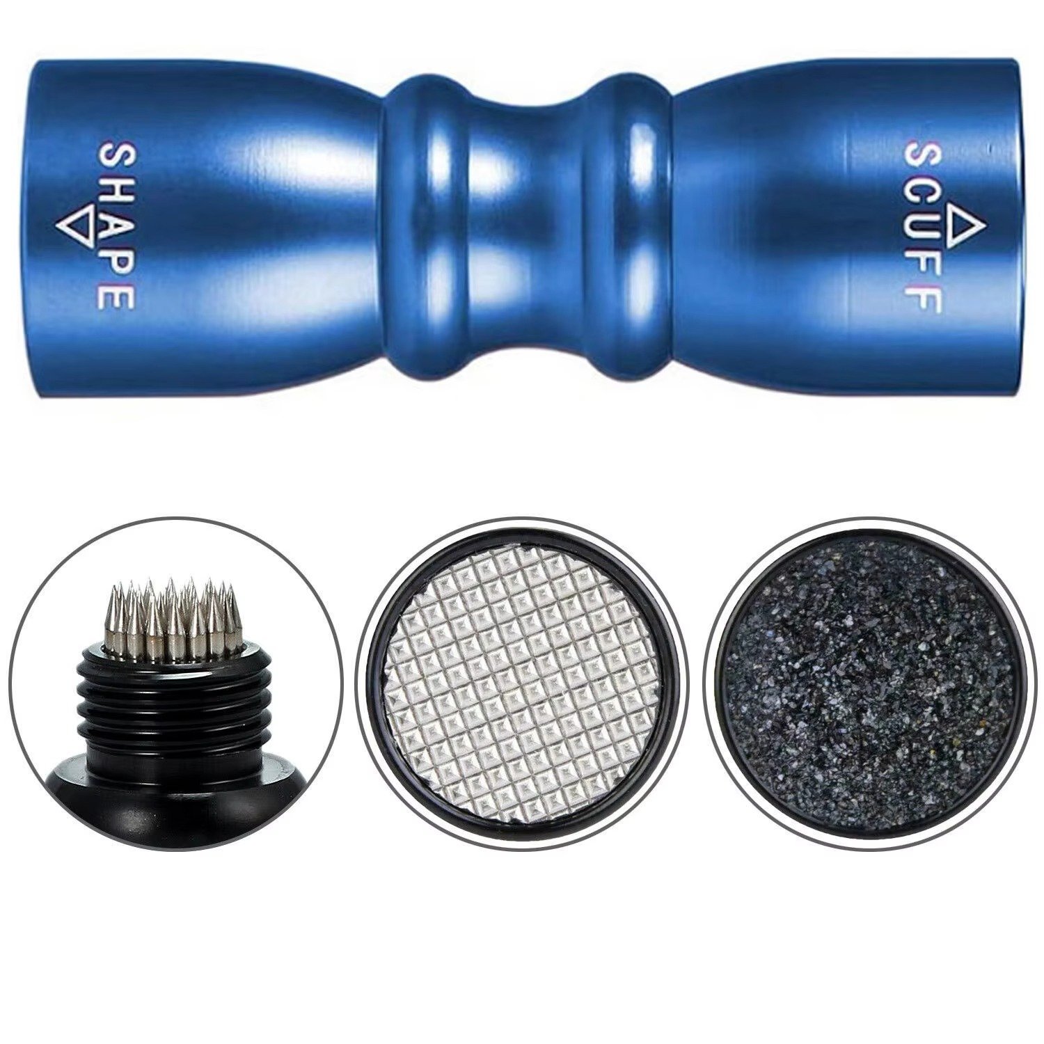 Professional 3-in-1 Drum Shaped Cue Tip Tool Shaper Scuffer Aerator Snooker Pool Billiards Stick Pricker Logo Wood Included