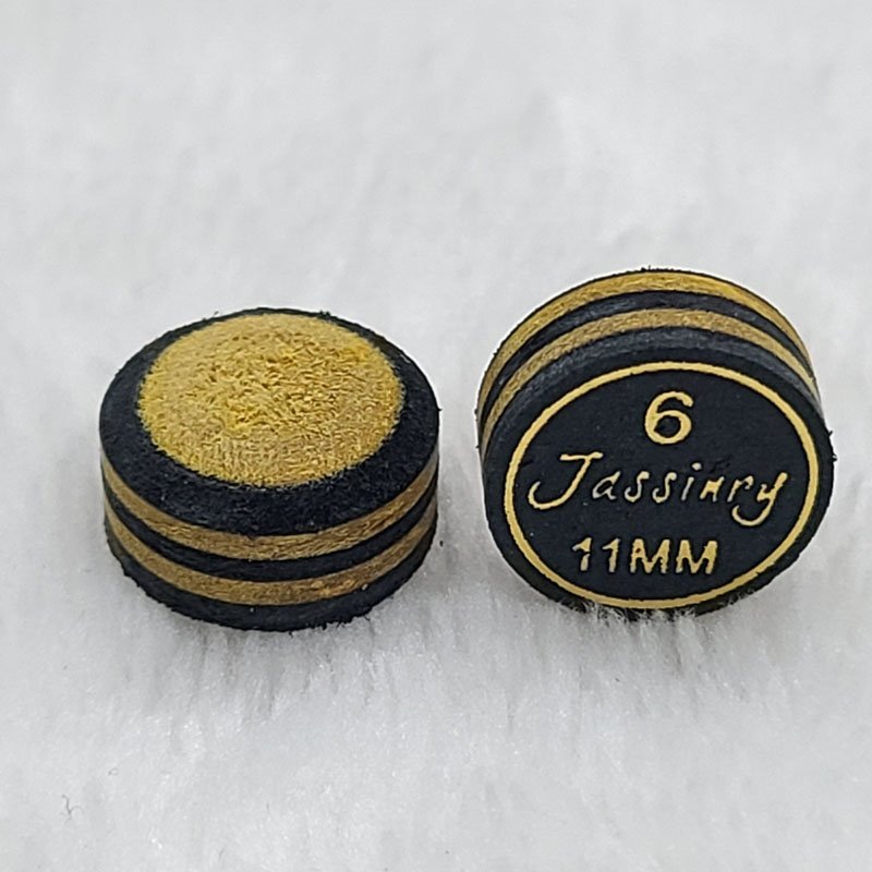 Jassinry custom 11mm Black and Yellow Pool cue tips 6layers pigskin in free hardness billiard snooker tips Billiard accessories