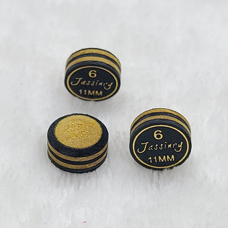 Jassinry custom 11mm Black and Yellow Pool cue tips 6layers pigskin in free hardness billiard snooker tips Billiard accessories