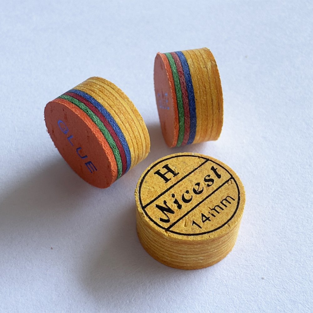 Wholesale multi color 14mm Nicest pool-cue-tips 8 layers pool cue tips with hardness of medium
