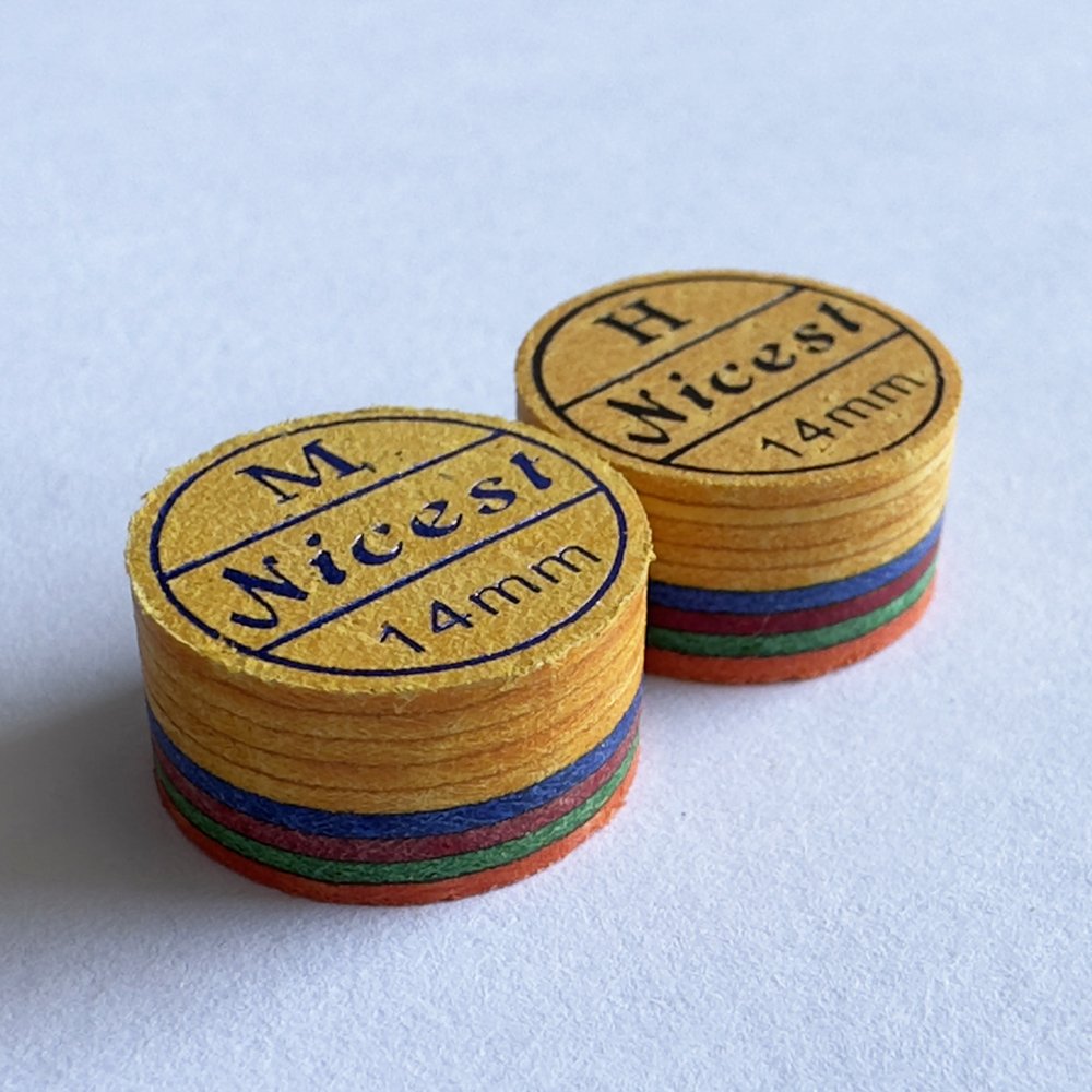 Wholesale multi color 14mm Nicest pool-cue-tips 8 layers pool cue tips with hardness of medium