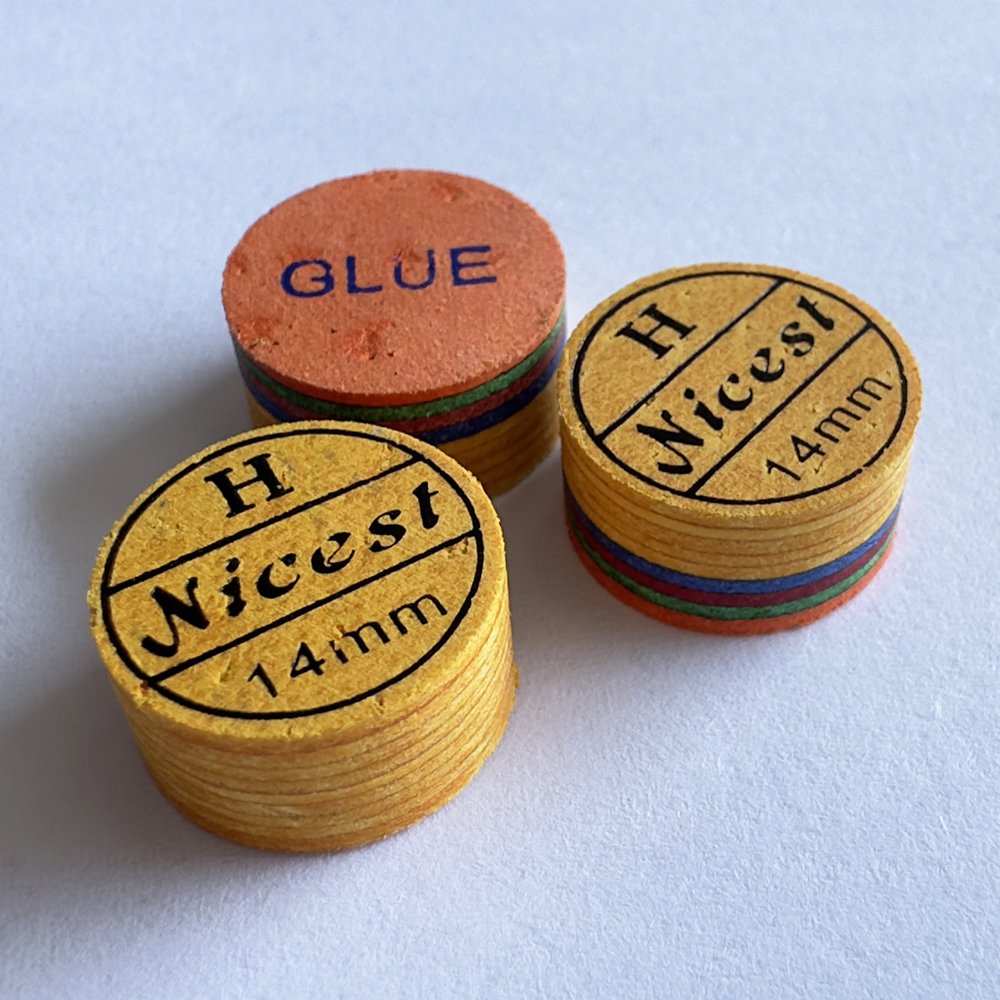 Wholesale multi color 14mm Nicest pool-cue-tips 8 layers pool cue tips with hardness of medium