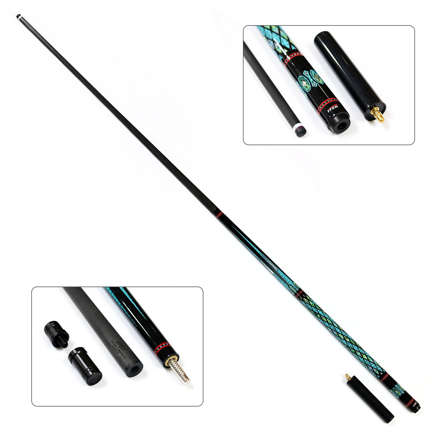 xikuno High Quality YFen New Design Carbon Fiber Shaft & Ebony Butt Billiard Pool Cues For Sale