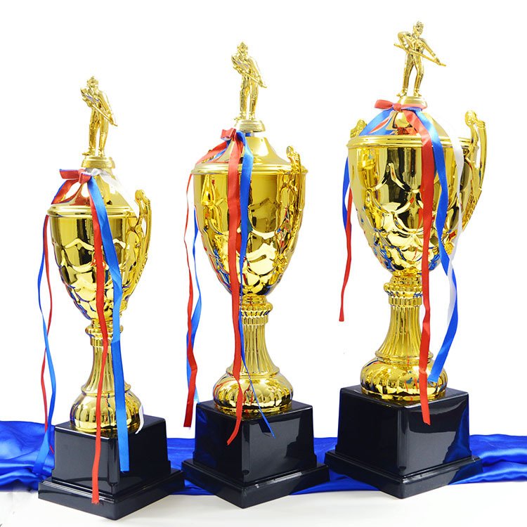 Custom New design metal gold Billiards trophy popular figurine Snooker trophy awards with large cup for champion club league