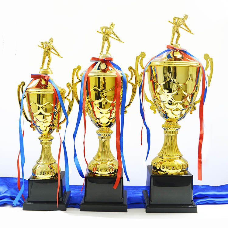 Custom New design metal gold Billiards trophy popular figurine Snooker trophy awards with large cup for champion club league