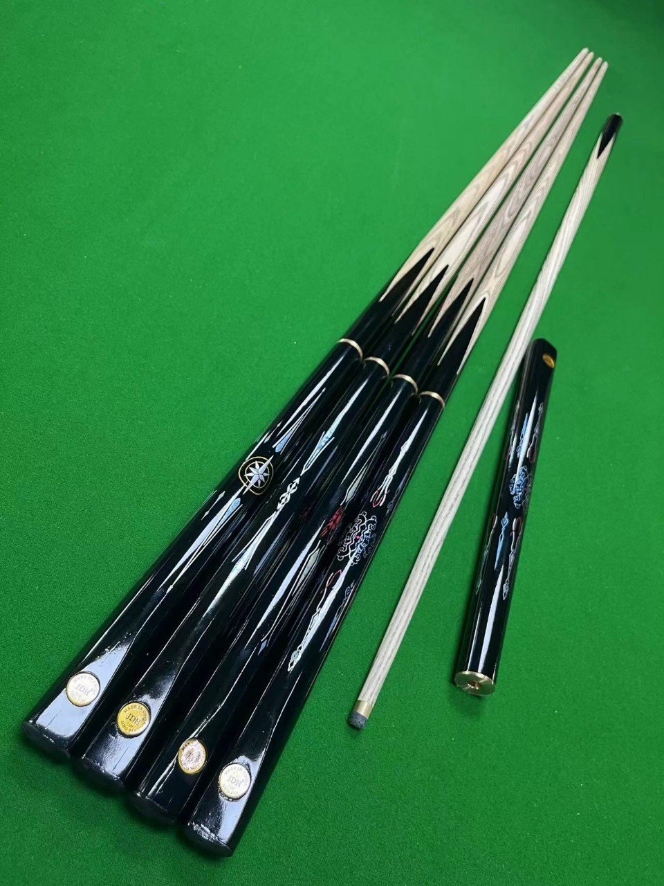 TQG-138 Mixed-Color JDH Small Head Rod 9-10mm English Cue Billiard Cue Supplies Ebony/Maple Butt Sleeve Snooker Stainless Steel