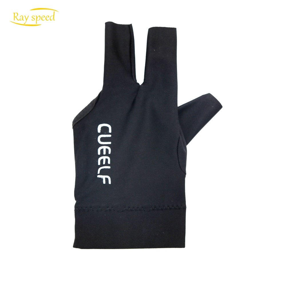 Rayspeed Pool Glove for Left Hand - 3 Finger Black Billard Glove Snooker Shooting Glove for Men & Women with Adjustable Velcro