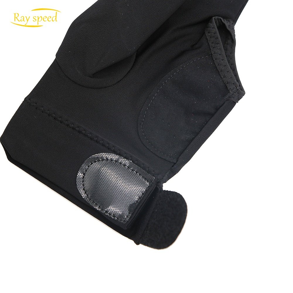 Rayspeed Pool Glove for Left Hand - 3 Finger Black Billard Glove Snooker Shooting Glove for Men & Women with Adjustable Velcro