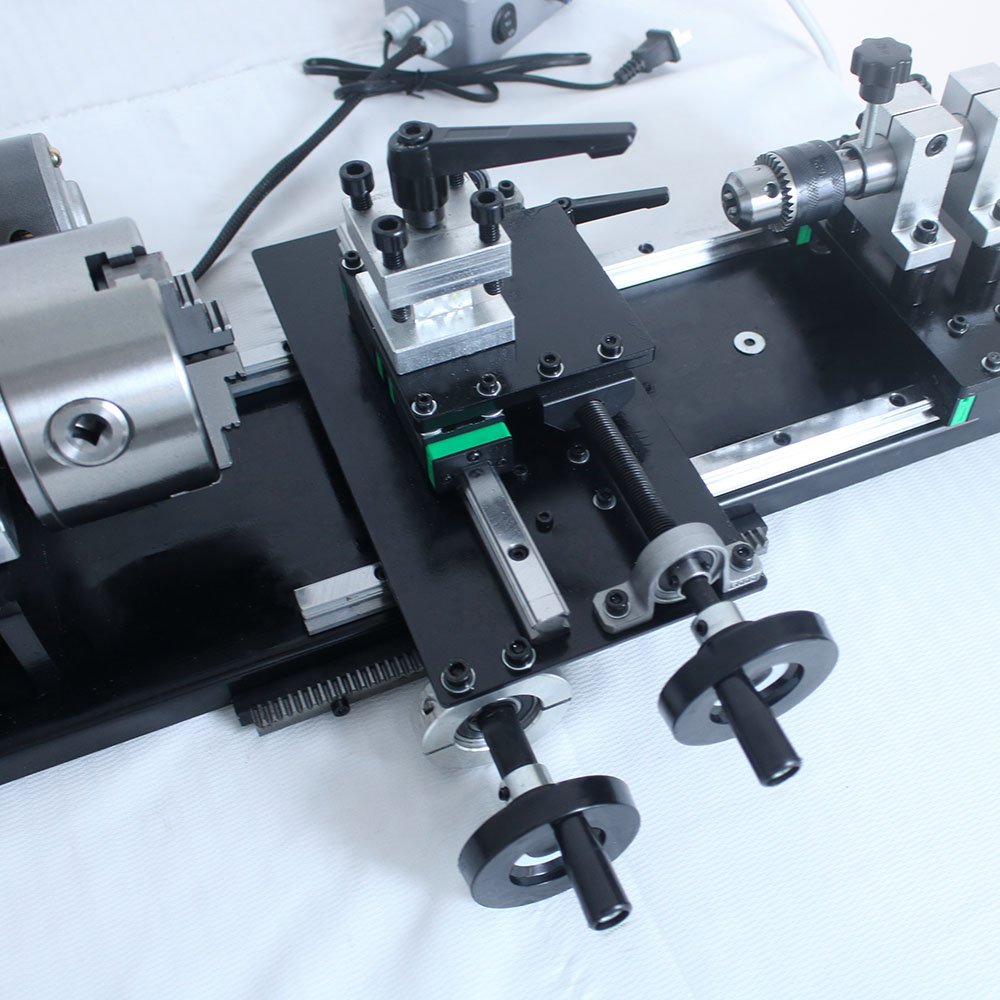 Variable speed mini pool cue snooker billiard repairing machine with shift rail Cue Repair Lathe Machine Double Chuck
