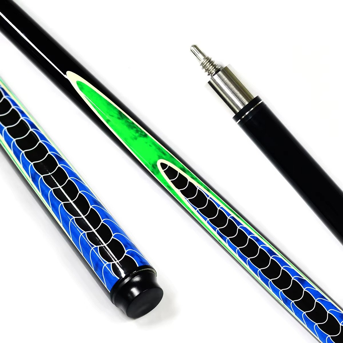 High Quality 2Pieces Carbon Fiber Shaft Snooker Cue Stick 13mm Tip with Handmade Carbon Fiber Butt Sleeve for Sale