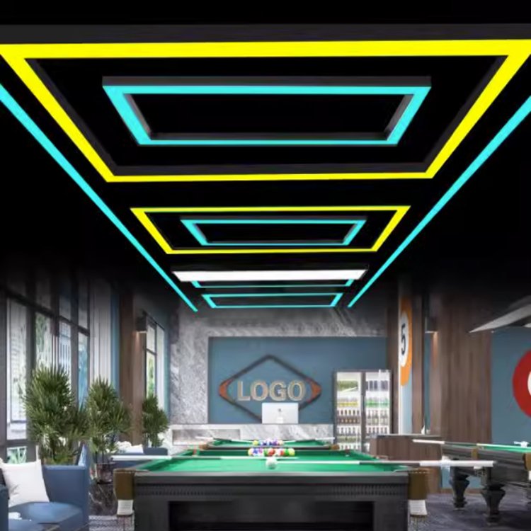Modern Rectangular Hanging Light Decorative billiard room square Pendant Lamp Snooker Chandelier Led Linear Light