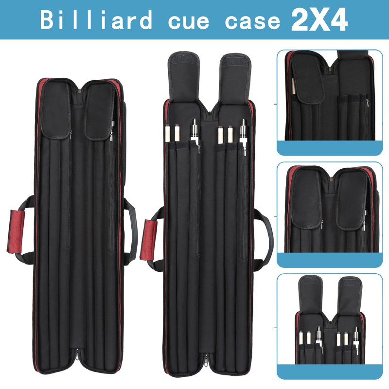 Billiard Cue Case 6 Holes 2 Butts 4 Shafts Pool/Carom Cue Case High Capacity Oxford Canvas Bag PU Cue Case