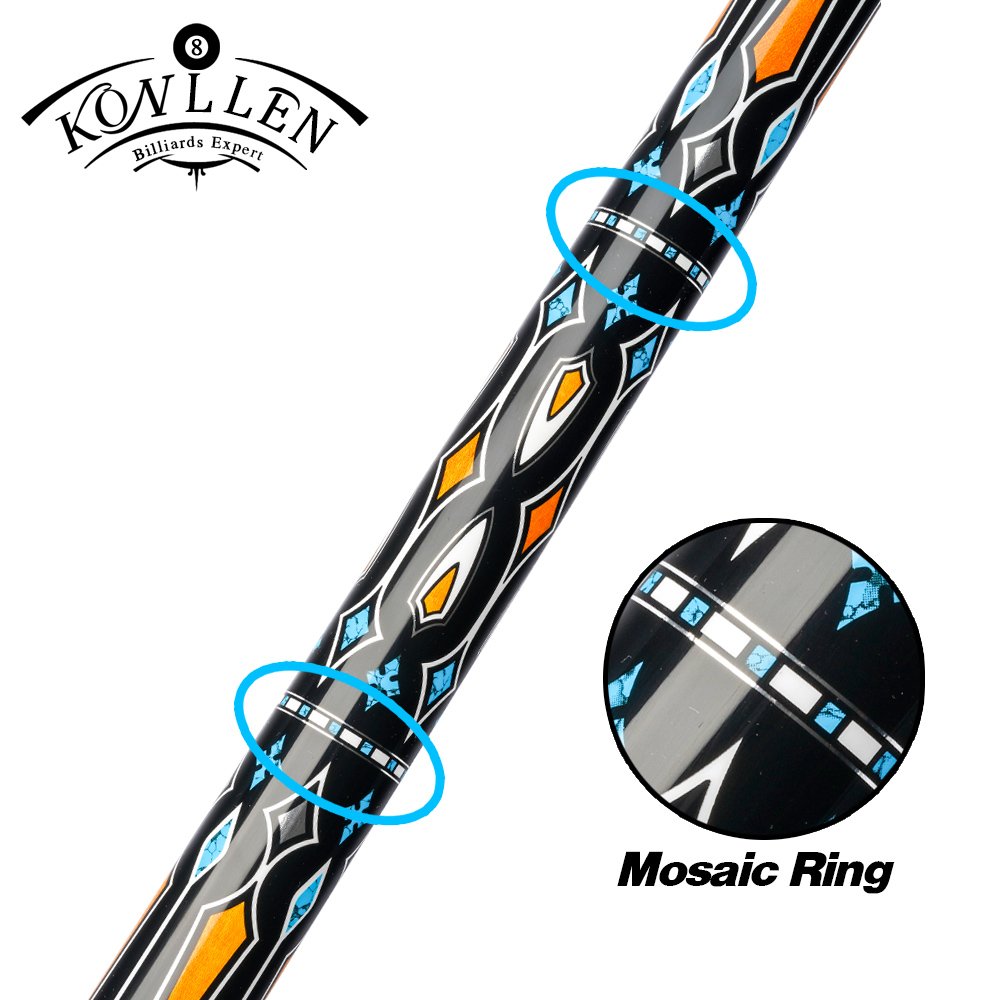 KONLLEN high-grade carbon fiber carom billiard cue 142 cm stainless steel 8-tooth interface tight and stable