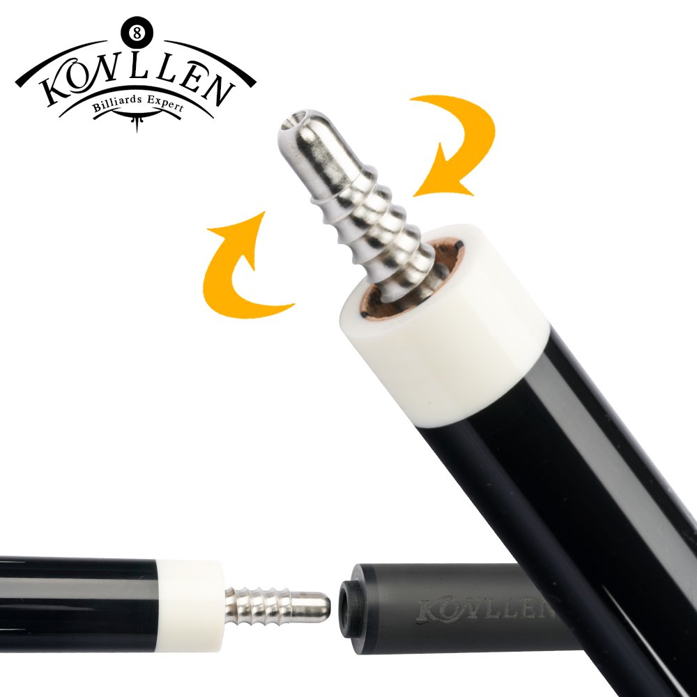 KONLLEN high-grade carbon fiber carom billiard cue 142 cm stainless steel 8-tooth interface tight and stable