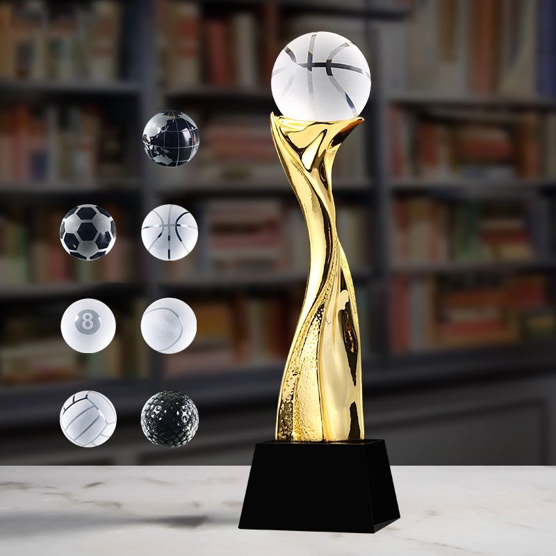 Creative Resin Crystal trophy Custom Gold Silver Bronze Sports trophy award basketball Volleyball snooker Golf football trophy