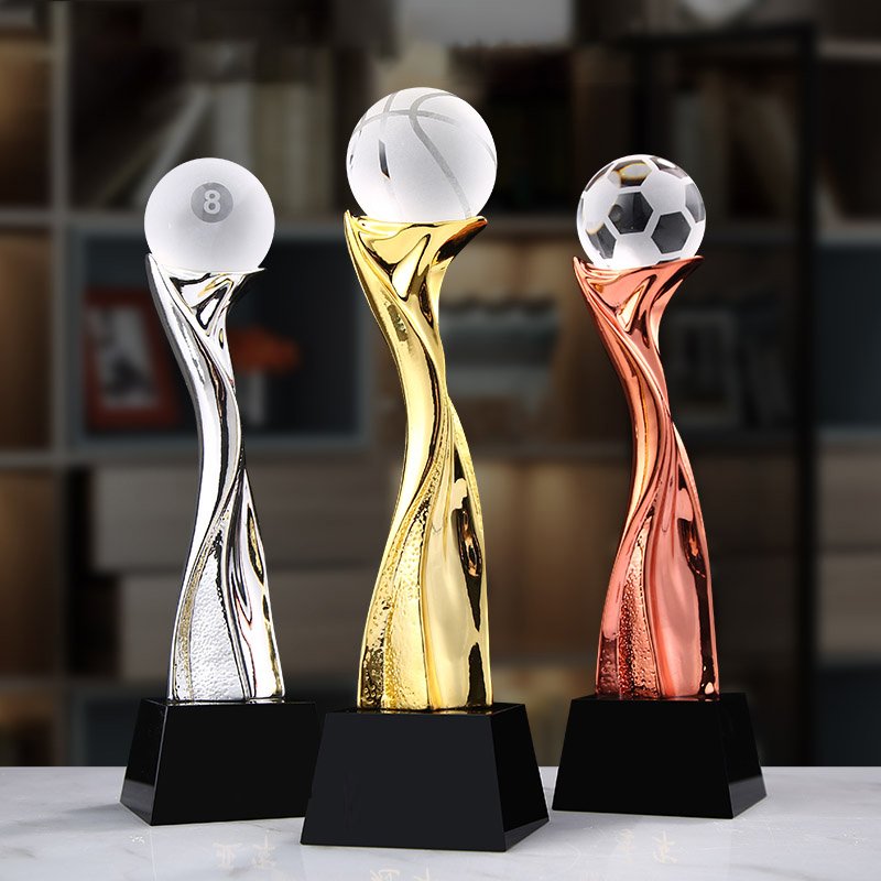 Creative Resin Crystal trophy Custom Gold Silver Bronze Sports trophy award basketball Volleyball snooker Golf football trophy