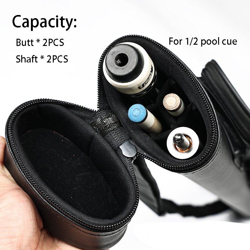 In Stock Snooker & Billiard Stick Case PU Billiard Cue Bag 1/2 Wooden Pool Cue Case Black Bag for Billiard Cue