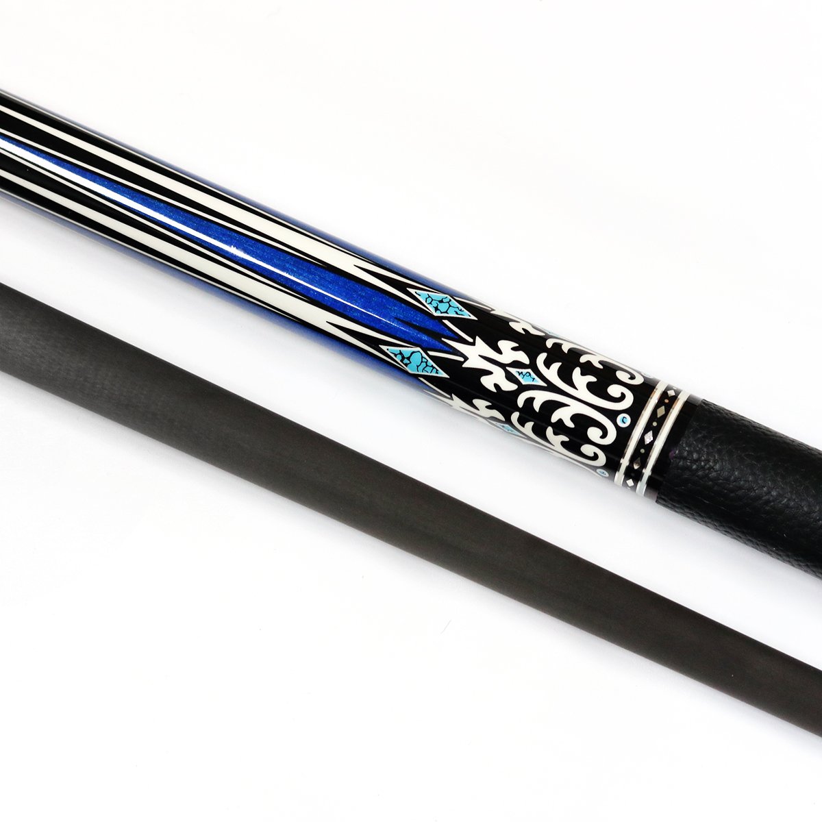 Economical High Quality Handmade 1/2-pc Carbon Fiber Forearm Leather Hand Grip Pool Billiard Cue 147cm/58nch with 12.5mm Tips