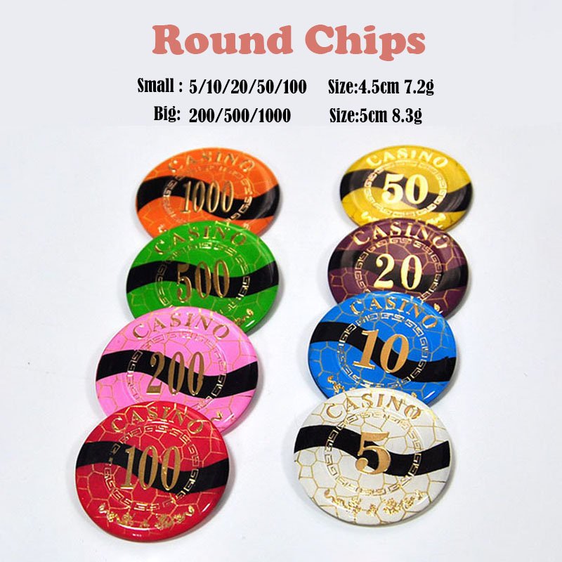Wholesales Luxury Acrylic Poker Chip Plaques Texas Hold'em Monte Carlo Denominated Rectangular Round Poker Chips Plaques Jetons