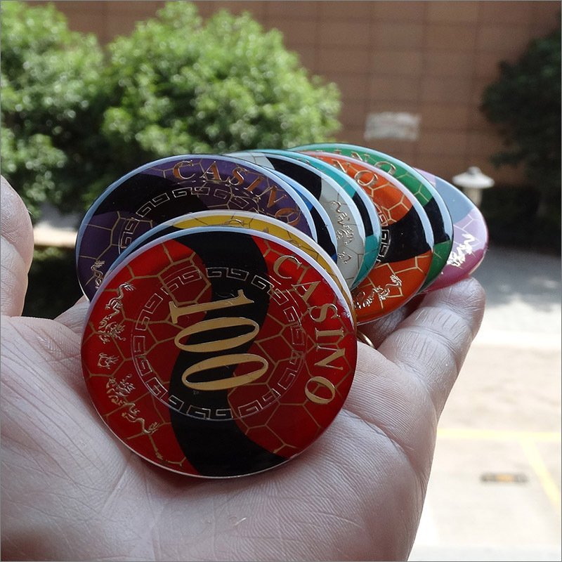 Wholesales Luxury Acrylic Poker Chip Plaques Texas Hold'em Monte Carlo Denominated Rectangular Round Poker Chips Plaques Jetons