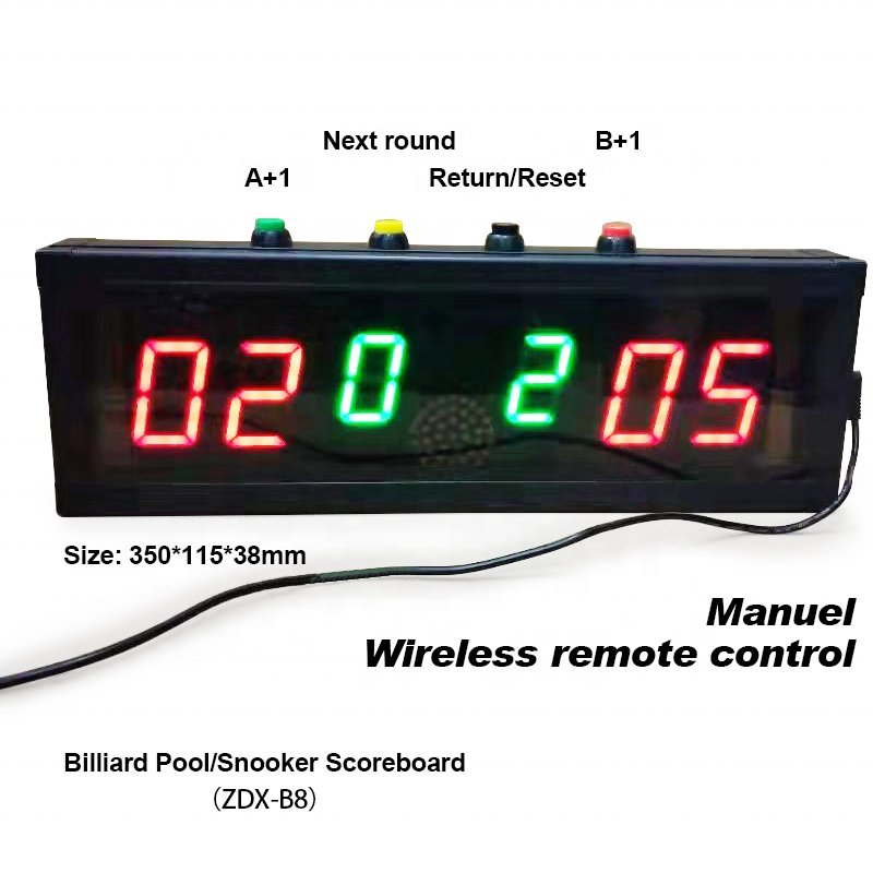 Portable LED Remote Control Electronic Scoreboard For Billiard Snooker Pool Games