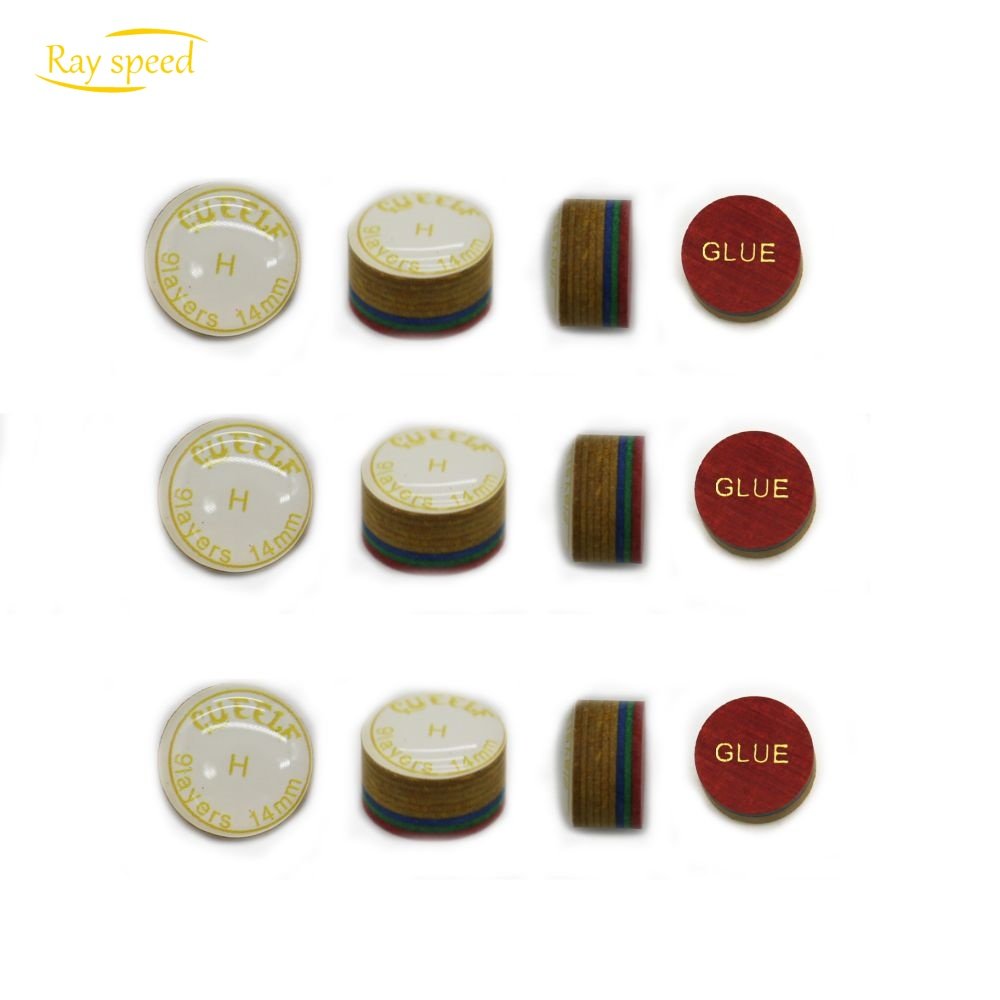 Rayspeed Hot Sale 9 Layers 14mm High Quality Colorful Leather Pool Billiard Snooker Cue Accessories Tips