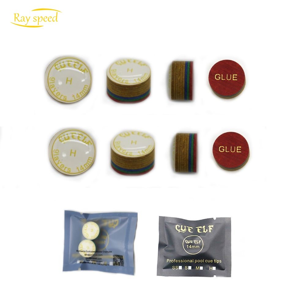 Rayspeed Hot Sale 9 Layers 14mm High Quality Colorful Leather Pool Billiard Snooker Cue Accessories Tips