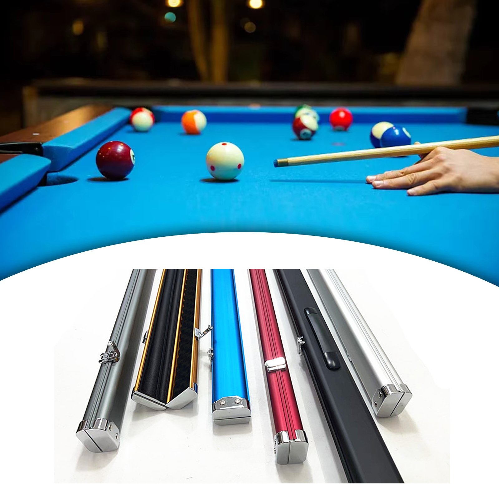 Billiard Cue Case Organizer Hard Tube Billiard Pool Cue Sticks Carrying Case Straight Rod Bag Practical Snooker Cue Box Aluminum