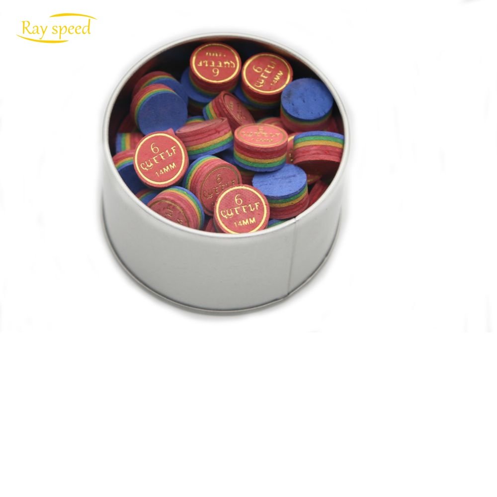 Rayspeed High Quality Hot Sale 14mm 6 Layers Colorful Leather Pool Billiard Snooker Cue Accessories Tips