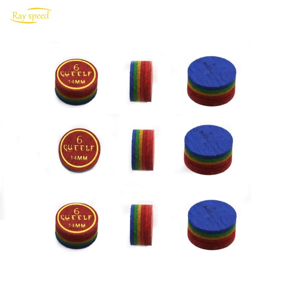 Rayspeed High Quality Hot Sale 14mm 6 Layers Colorful Leather Pool Billiard Snooker Cue Accessories Tips