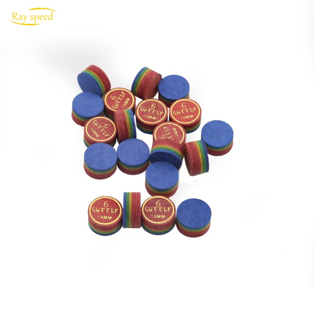 Rayspeed High Quality Hot Sale 14mm 6 Layers Colorful Leather Pool Billiard Snooker Cue Accessories Tips