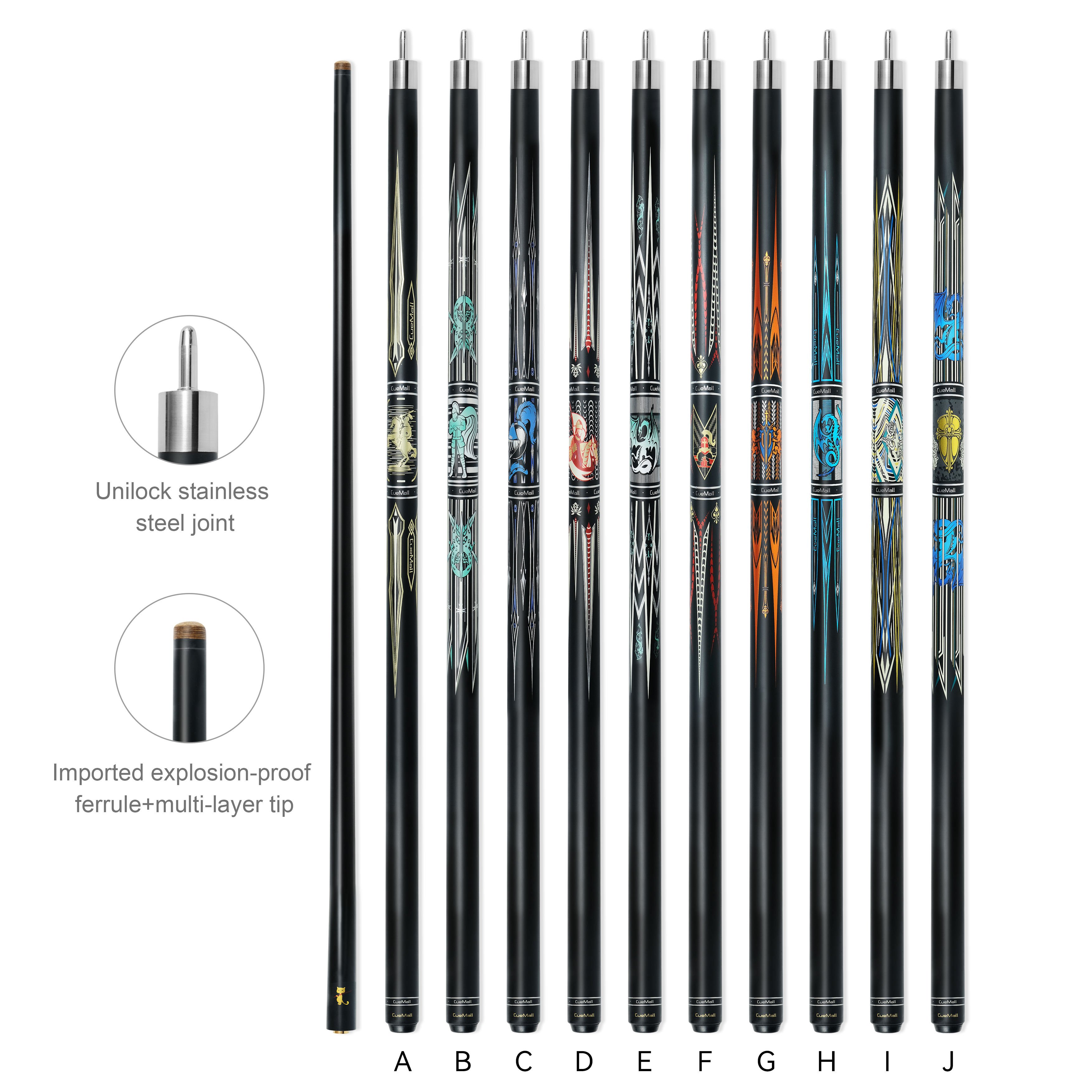 High Quality High-tech Handmade Uni-loc Joint Carbon Fiber Shaft 57'' Billiard Pool Cue Stick with 13mm tip For Sale