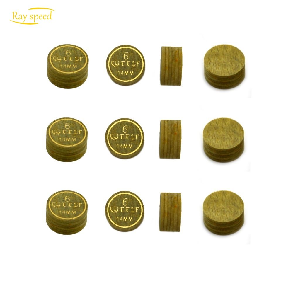 Rayspeed High Quality 6 Layers Tip Hot Sale 14mm Yellow Leather Pool Billiard Snooker Cue Accessories Tips