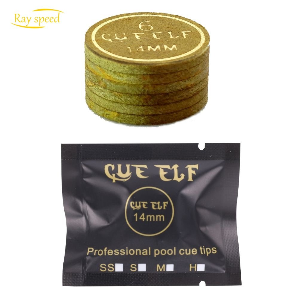 Rayspeed High Quality 6 Layers Tip Hot Sale 14mm Yellow Leather Pool Billiard Snooker Cue Accessories Tips