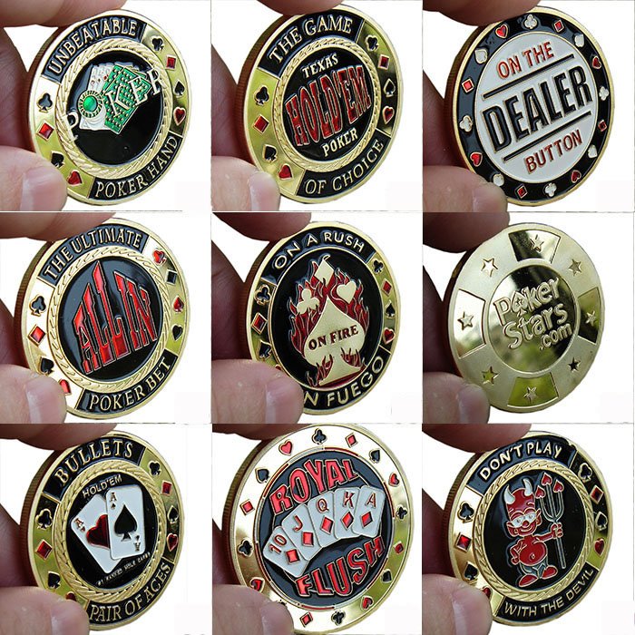 Custom Poker Guard Card Protector Accessories Gold or Silver Color Plating Golf Inlay Texas Hold'em Metal Poker Chip