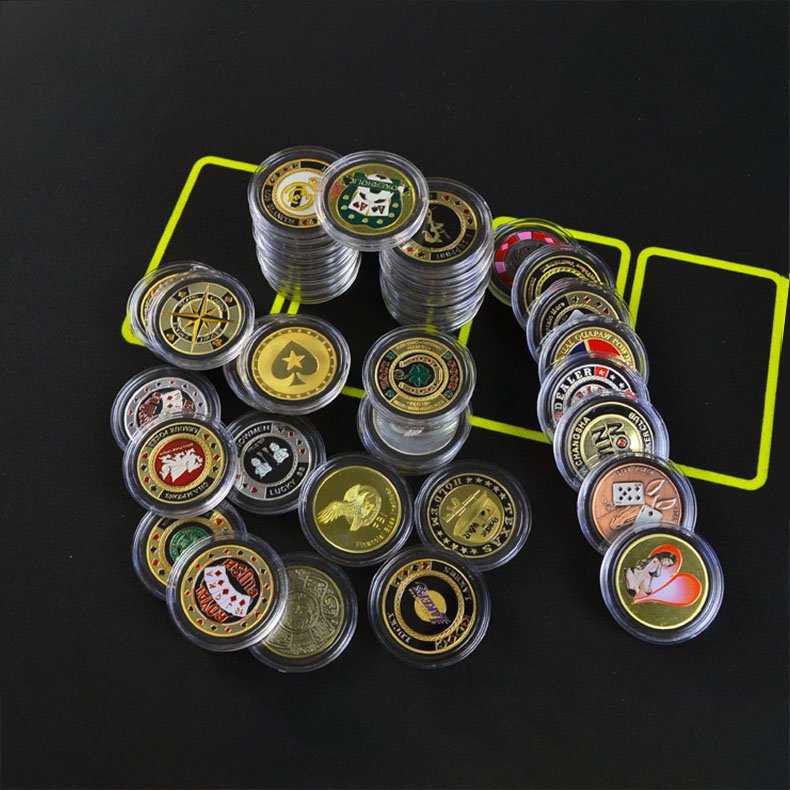 Custom Poker Guard Card Protector Accessories Gold or Silver Color Plating Golf Inlay Texas Hold'em Metal Poker Chip