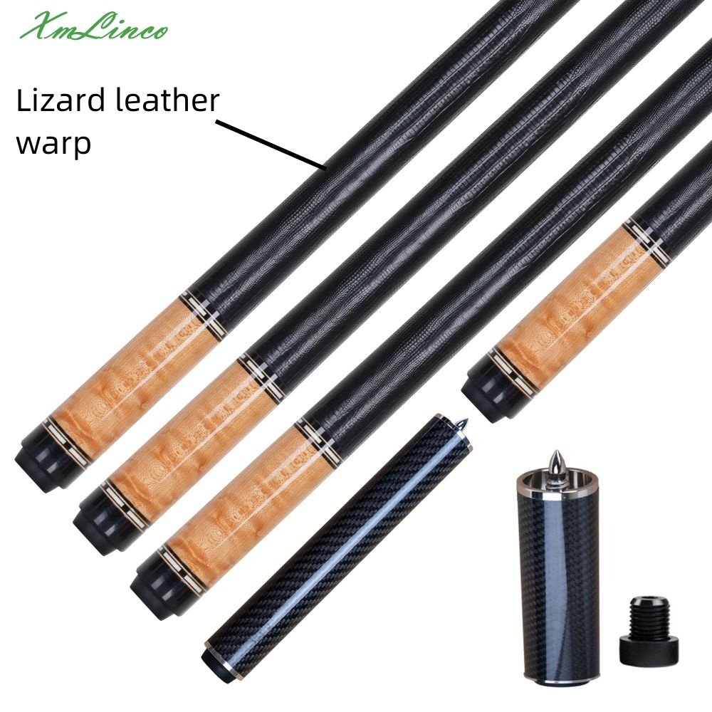 Xmlinco Handmade Billiard Sticker pool Cue Birdseye Wood Lizard Leather Warp 12.5mm Tip Size Hard Maple Shaft 58 Inches